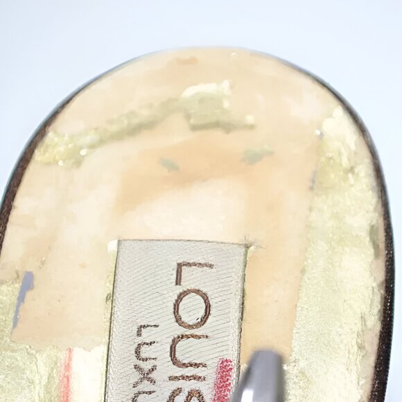 Luxury Louis David Metallic Copper Brown Leather Swarovski Crystal Heels 38 7.5 - Picture 11 of 13